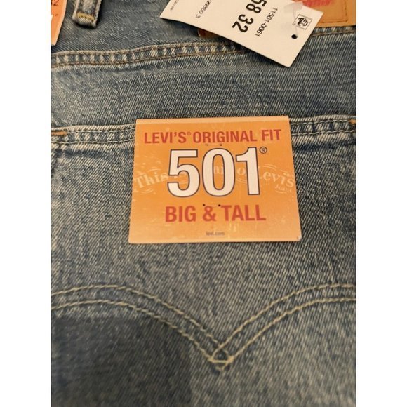 Levi's 501 Jeans Blue Original Stretch Big  Tall Men's NWT‎ 58x32 - Picture 3 of 6